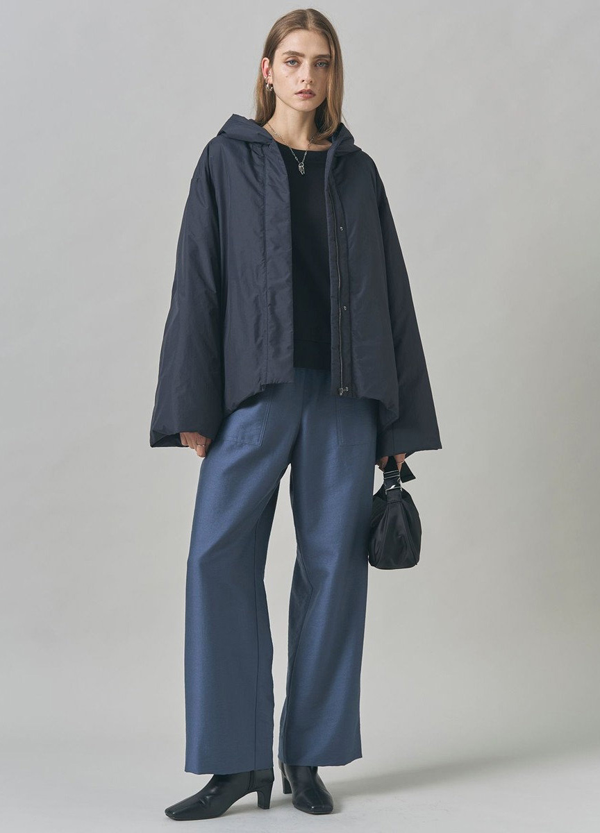 混毛腰間抽褶長寬褲